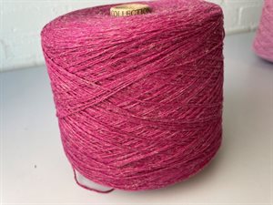 Hør/uldgarn - smuk mørk pink, 100 gram